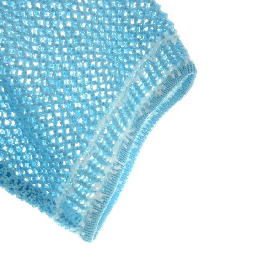 エリザ ニット カットソー 五分袖 ラウンドネック 透かし編み 2 青 トップス レディースのトップス(ニット/セーター)の商品写真