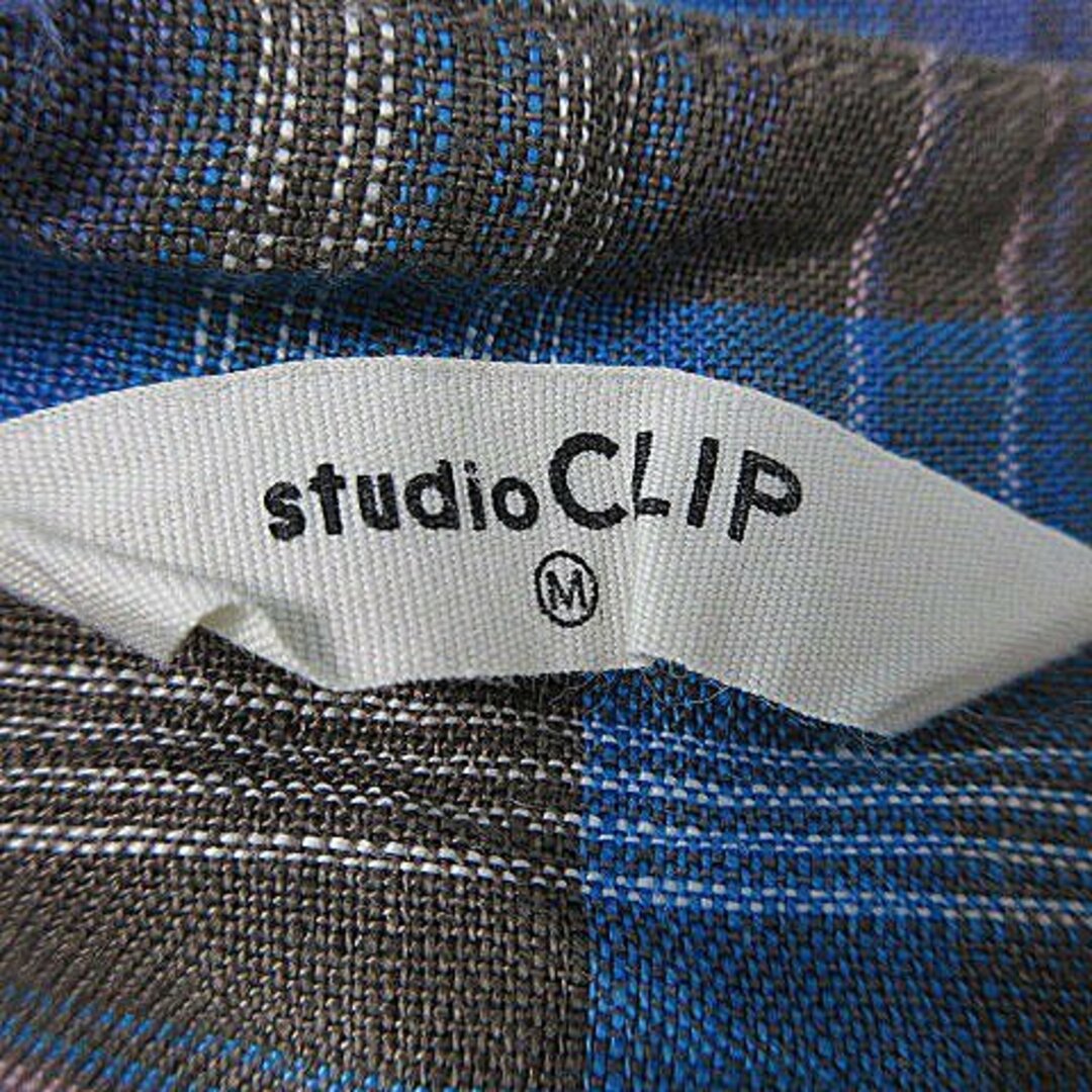 STUDIO CLIP(スタディオクリップ)のスタディオクリップ シャツ バンドカラー 五分袖 チェック M 青 トップス レディースのトップス(その他)の商品写真