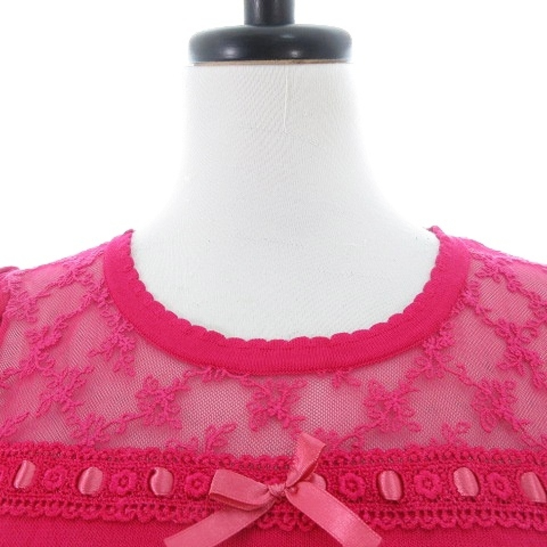 プライムパターン シェリエット ニット カットソー 半袖 M ピンク トップス レディースのトップス(ニット/セーター)の商品写真