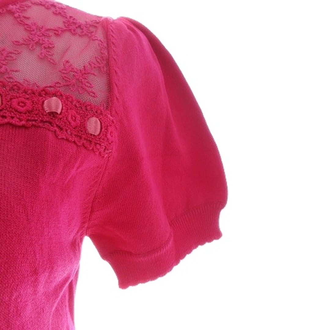 プライムパターン シェリエット ニット カットソー 半袖 M ピンク トップス レディースのトップス(ニット/セーター)の商品写真