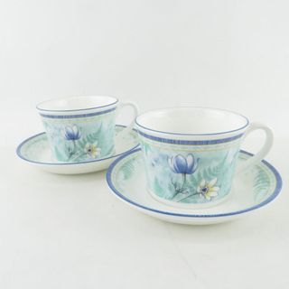 ウェッジウッド(WEDGWOOD)の美品 WEDGWOOD ウェッジウッド DELPHINA デルフィーナ ティーカップ＆ソーサー 2客 ペア デルフィ SY8742H (グラス/カップ)