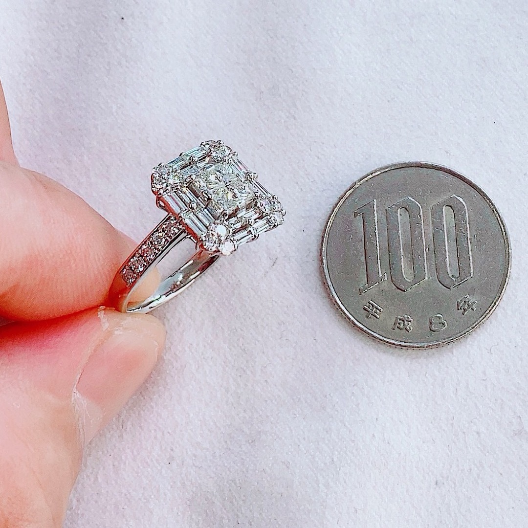 ★1.5〜2ct★✨プリンセスカットダイヤモンドミステリープラチナリング 指輪 レディースのアクセサリー(リング(指輪))の商品写真