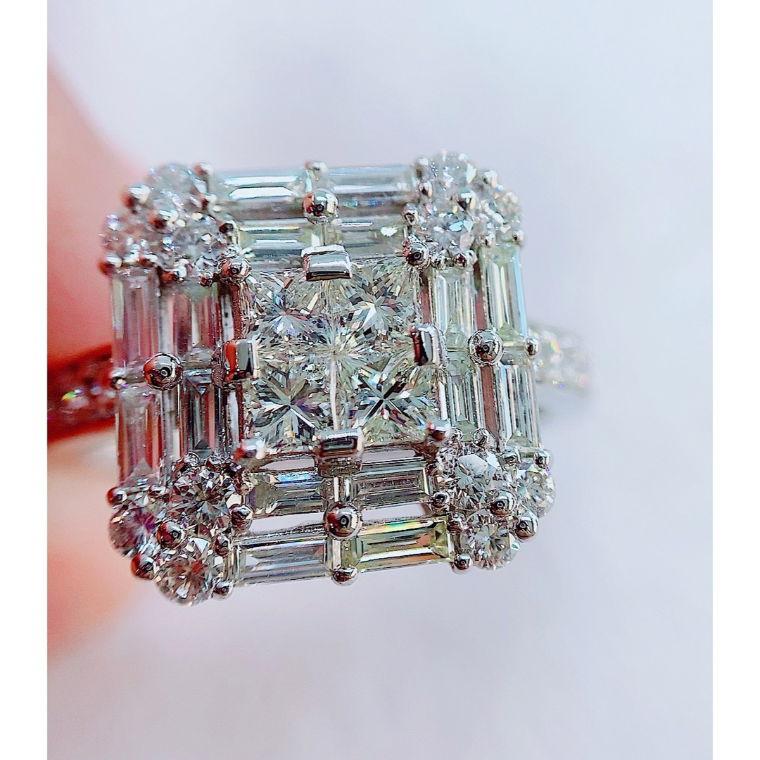 ★1.5〜2ct★✨プリンセスカットダイヤモンドミステリープラチナリング 指輪 レディースのアクセサリー(リング(指輪))の商品写真