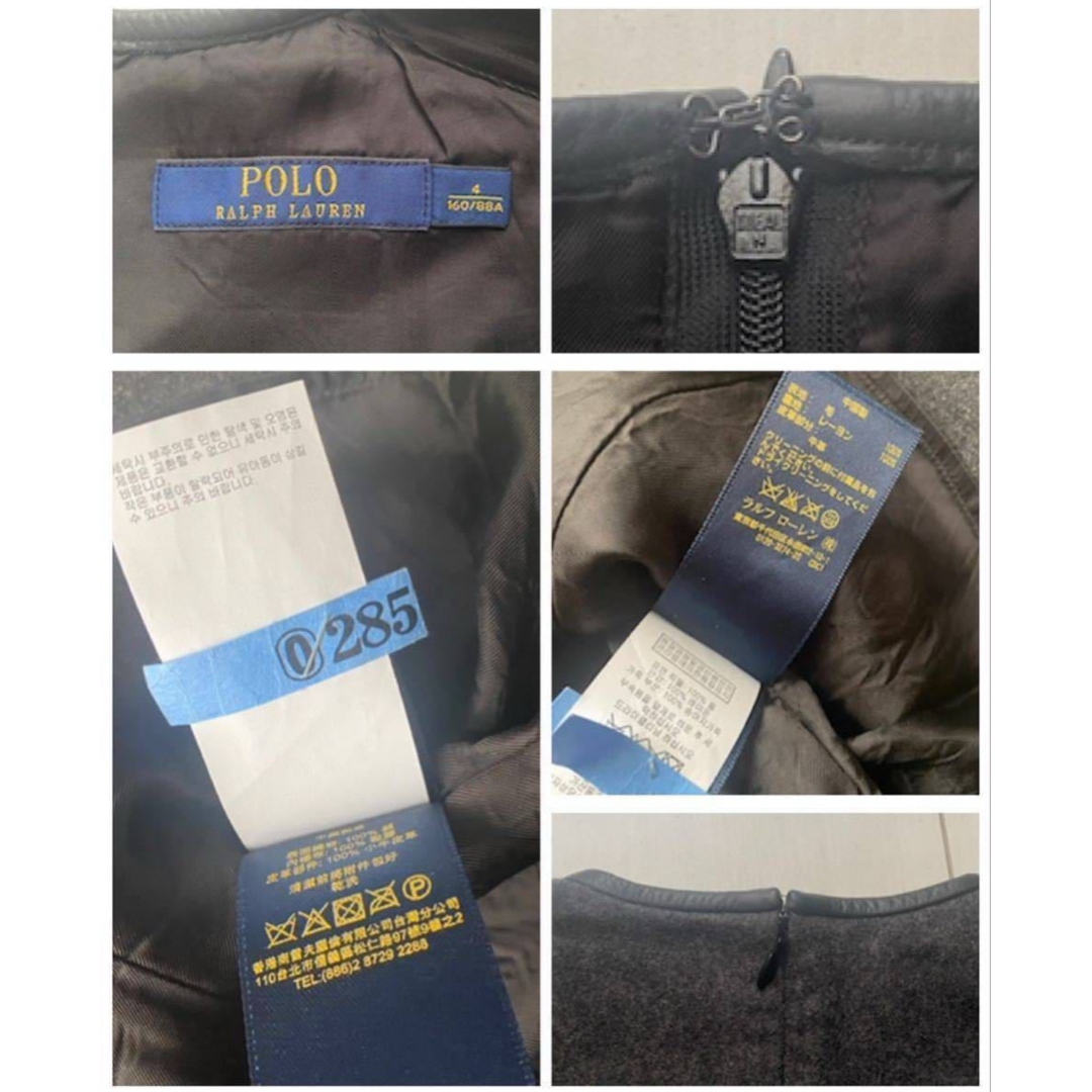 POLO RALPH LAUREN(ポロラルフローレン)の美品 POLO ラルフローレン ノースリーブ ワンピース 革 切替 灰 M L レディースのワンピース(ミニワンピース)の商品写真