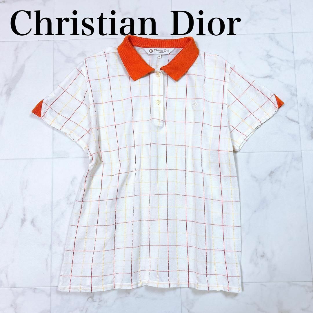 Christian Dior(クリスチャンディオール)の◇Christian Dior ポロシャツ コットン チェック 半袖 M レディースのトップス(ポロシャツ)の商品写真