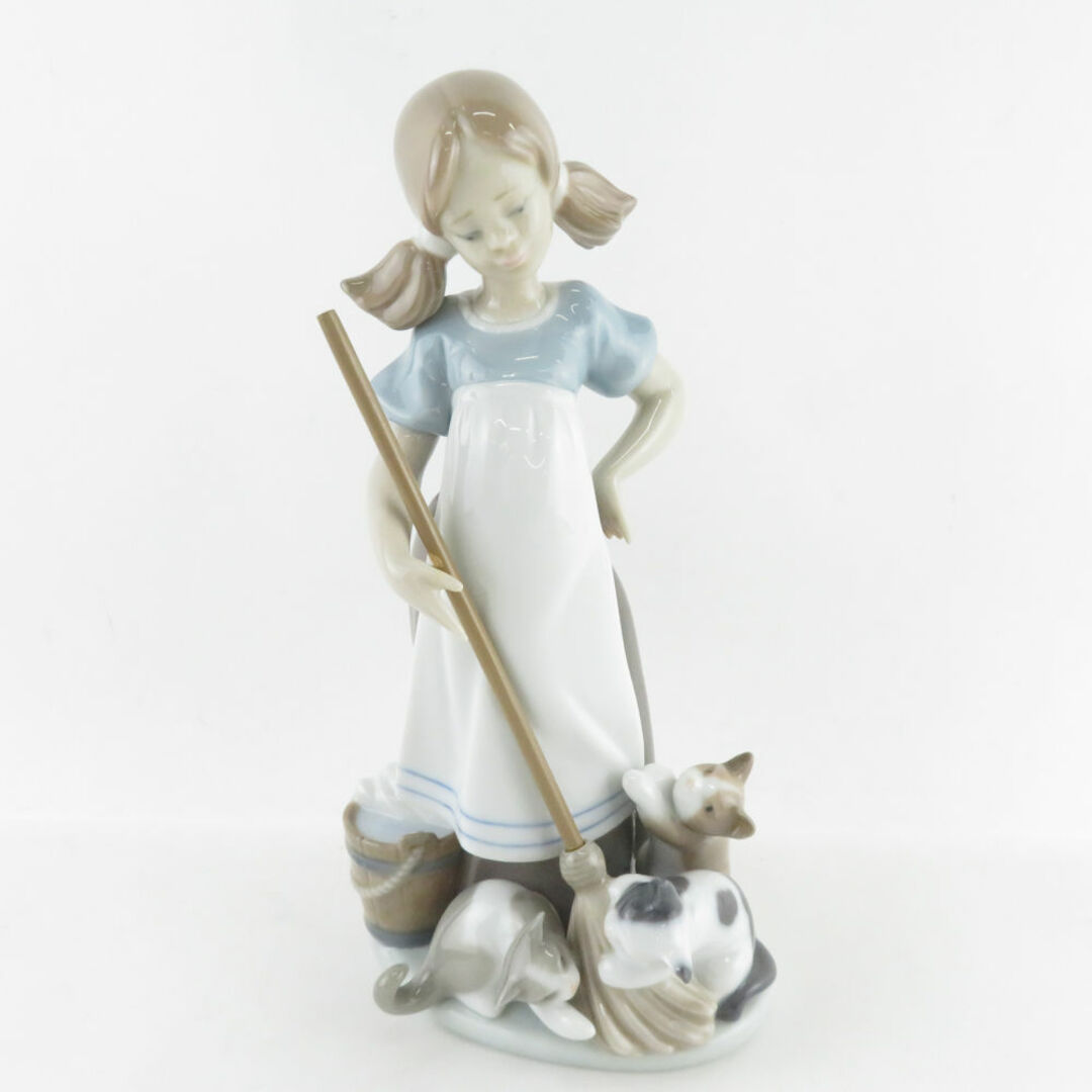 美品 LLADRO リヤドロ 5232「いたずらな子猫」 フィギュリン 置物 陶器人形 オブジェ 女の子 猫 SY8812K  インテリア/住まい/日用品のインテリア小物(置物)の商品写真