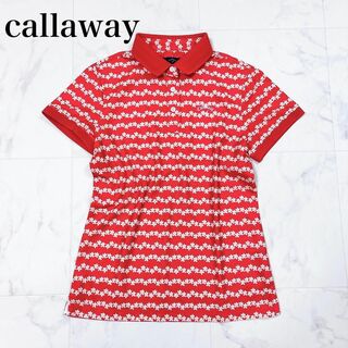キャロウェイ(Callaway)の◇Callaway ポロシャツ 花柄ボーダー 総柄 半袖 L(ポロシャツ)