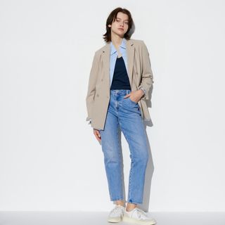 ユニクロ(UNIQLO)のユニクロ　ストレッチスリムアンクルジーンズ（丈標準68cm）　ブルー(デニム/ジーンズ)