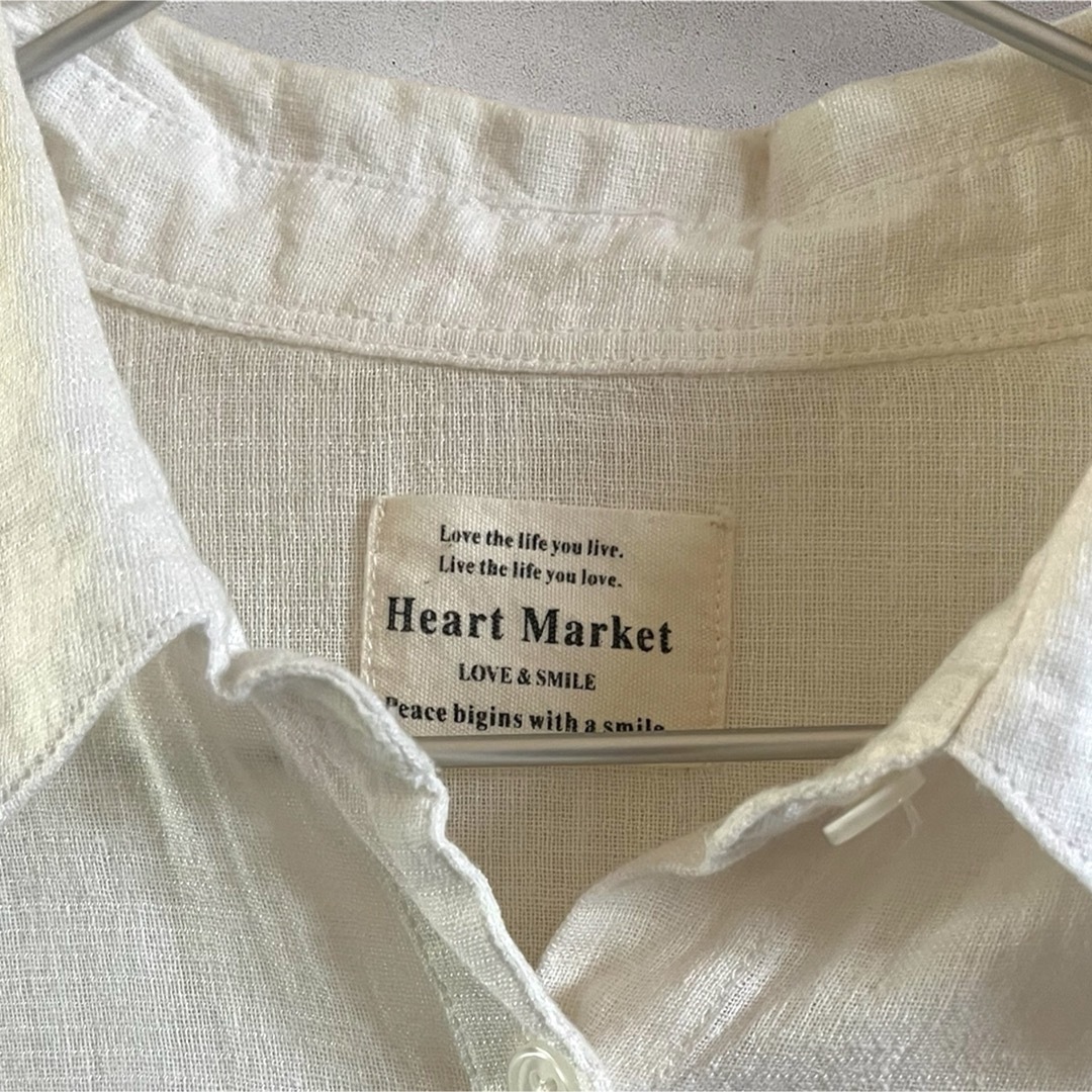 Heart Market(ハートマーケット)のHart Market コットンリネンシャツ ゆったり 半袖 生成り 夏 涼しい レディースのトップス(シャツ/ブラウス(半袖/袖なし))の商品写真