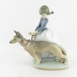 LLADRO リヤドロ 1533 Not So Fast 急がないで フィギュリン 犬 少女 陶器人形 置物 西洋オブジェ SU6334K (置物)