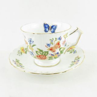 エインズレイ(Aynsley China)の未使用 Aynsley エインズレイ コテージガーデン バタフライ ティーカップ＆ソーサー 金彩 花 蝶 SU6336L (グラス/カップ)