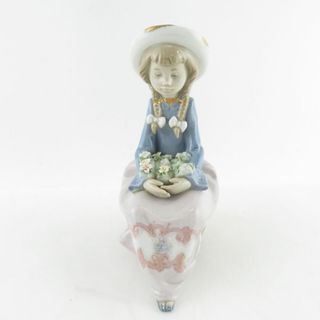 LLADRO リヤドロ 5554 花を抱いて座る少女 フィギュリン フラワー 陶器人形 置物 西洋オブジェ SU6347L (置物)