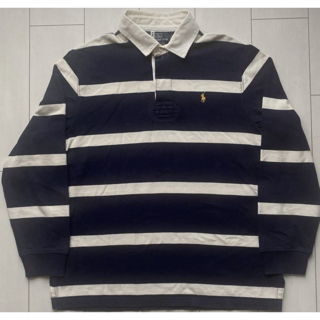 POLO RALPH LAUREN(ポロラルフローレン)の美品 POLO ラルフローレン ボーダー ラガーシャツ navy 常田大希 XL メンズのトップス(ジャージ)の商品写真