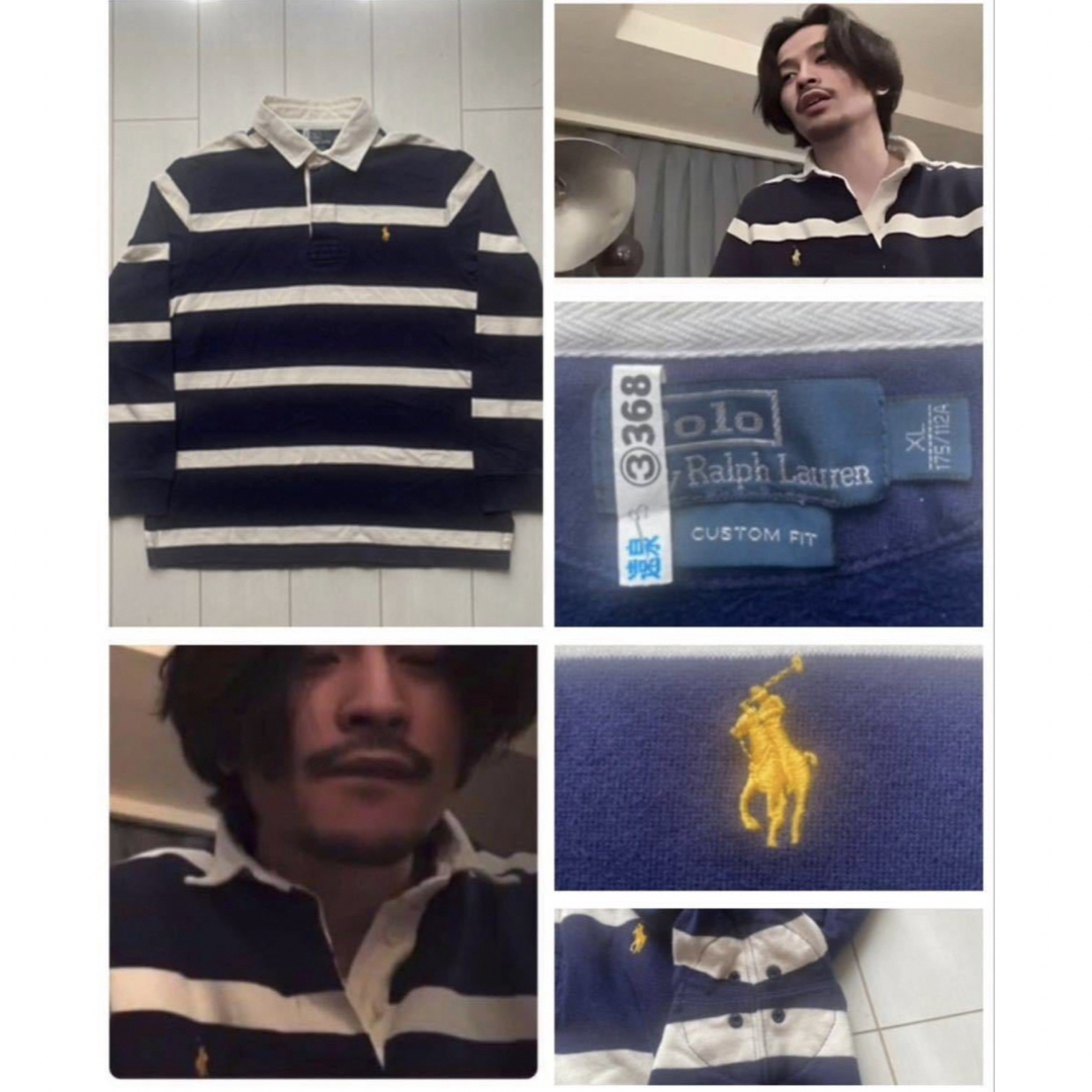 POLO RALPH LAUREN(ポロラルフローレン)の美品 POLO ラルフローレン ボーダー ラガーシャツ navy 常田大希 XL メンズのトップス(ジャージ)の商品写真