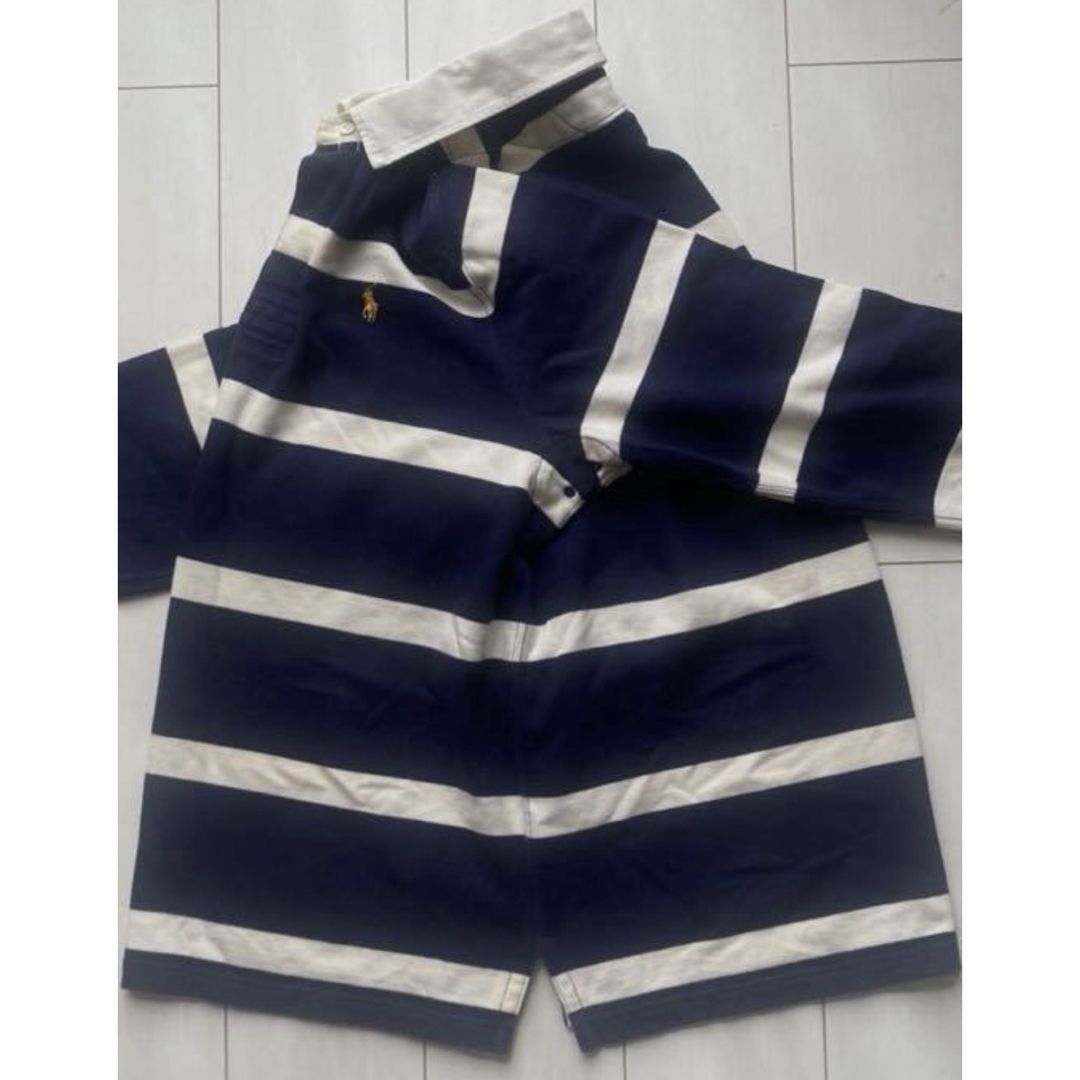 POLO RALPH LAUREN(ポロラルフローレン)の美品 POLO ラルフローレン ボーダー ラガーシャツ navy 常田大希 XL メンズのトップス(ジャージ)の商品写真