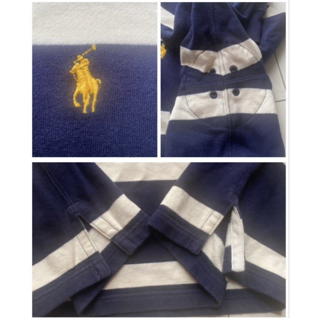 POLO RALPH LAUREN(ポロラルフローレン)の美品 POLO ラルフローレン ボーダー ラガーシャツ navy 常田大希 XL メンズのトップス(ジャージ)の商品写真