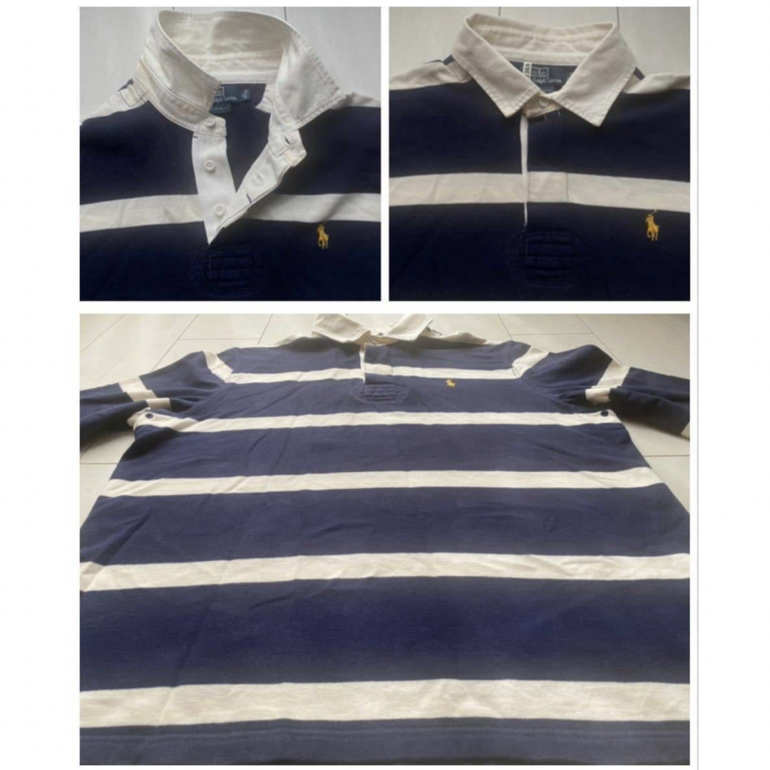 POLO RALPH LAUREN(ポロラルフローレン)の美品 POLO ラルフローレン ボーダー ラガーシャツ navy 常田大希 XL メンズのトップス(ジャージ)の商品写真