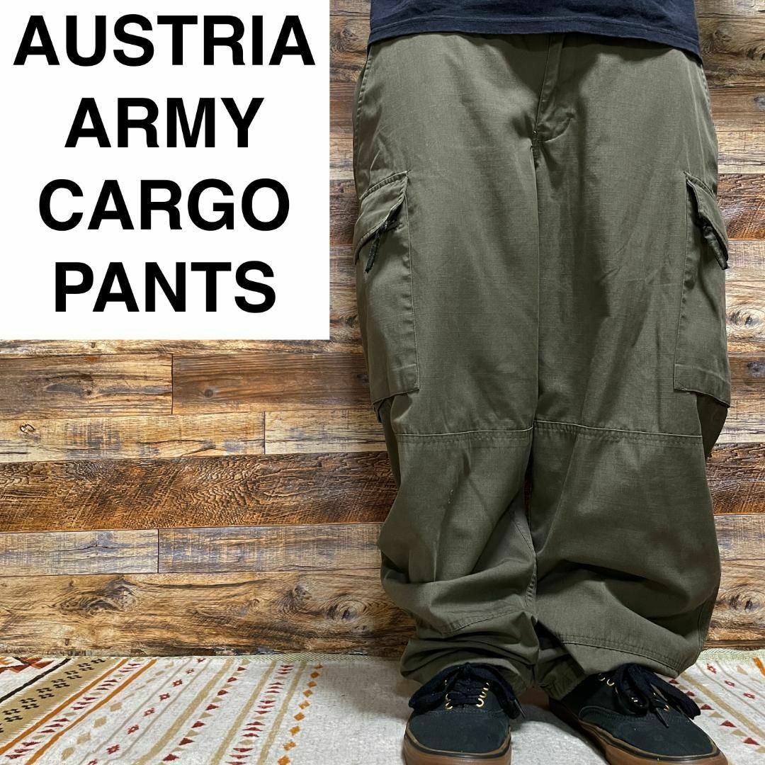 ART VINTAGE(アートヴィンテージ)のオーストリア軍ユーロミリタリーパンツカーゴパンツメンズ古着カーキ緑グリーンw36 メンズのパンツ(ワークパンツ/カーゴパンツ)の商品写真