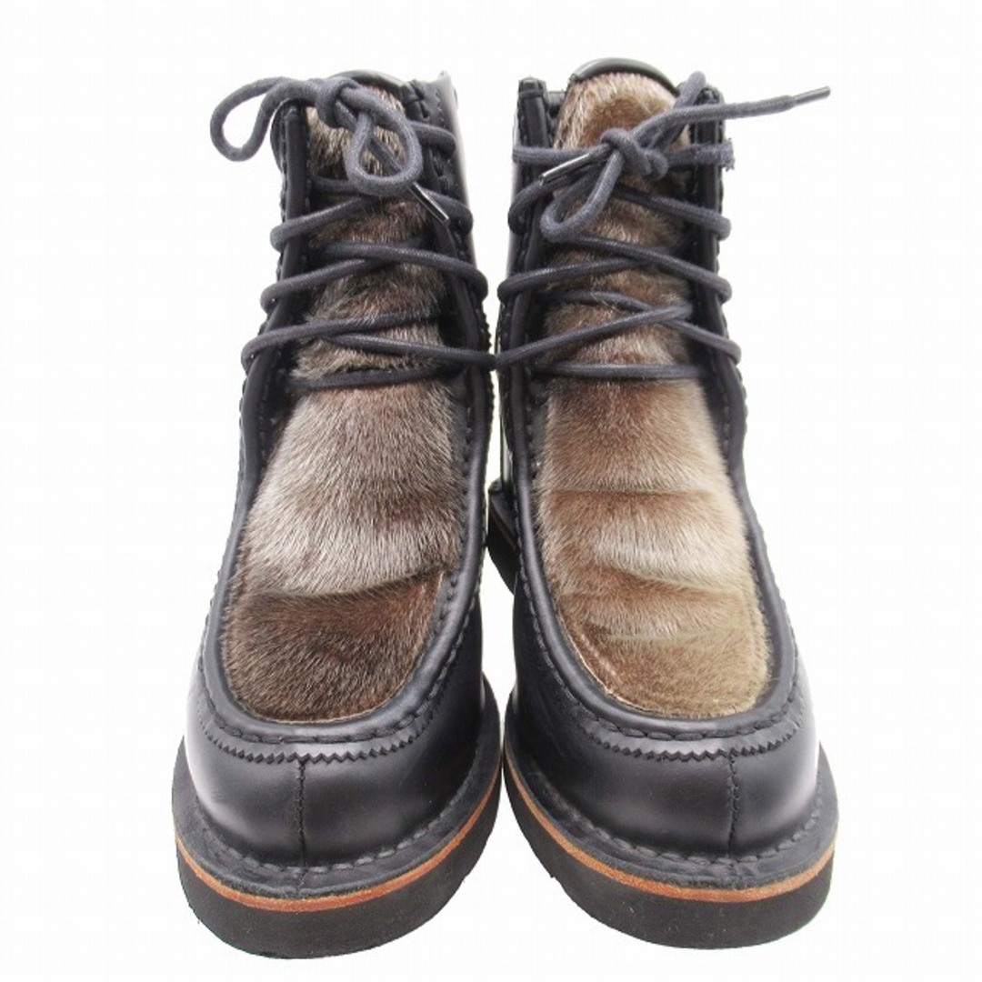 ミハラヤスヒロ ハラコ × レザー 厚底 モカシンブーツ インヒール シューズ レディースの靴/シューズ(ブーツ)の商品写真