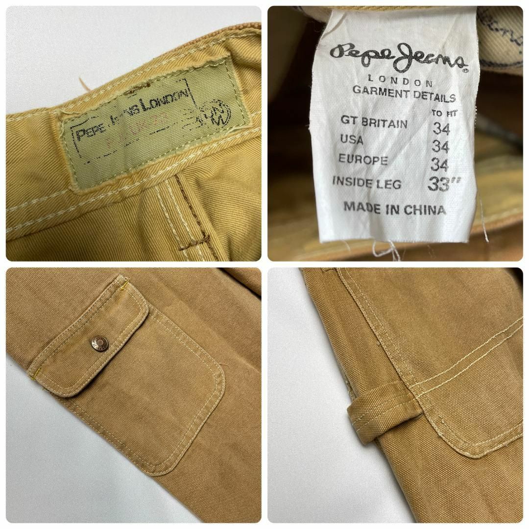 Pepe Jeans(ペペジーンズ)のペペジーンズバギーデニムカーゴパンツペインターパンツストリート古着w34極太b系 メンズのパンツ(デニム/ジーンズ)の商品写真