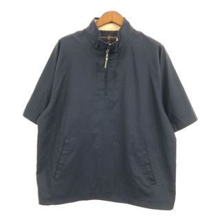 TOMMY HILFIGER - 90年代 TOMMY HILFIGER トミーヒルフィガー ハーフジップ 半袖 プルオーバー ジャケット ネイビー (メンズ XL) 中古 古着 Q6983