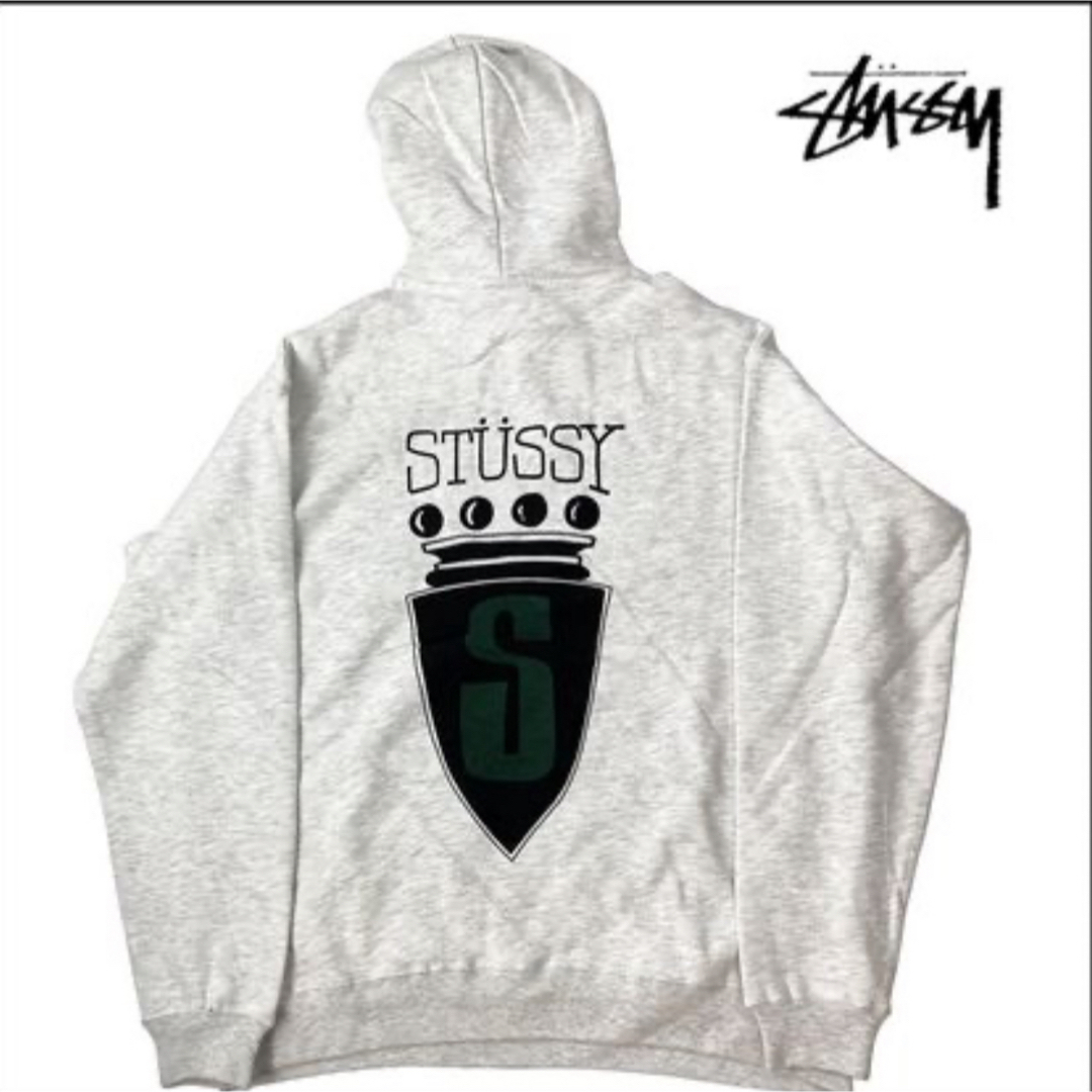 STUSSY(ステューシー)のステューシー　パーカー　Lサイズ　古着　グレー　 希少デザイン メンズのトップス(パーカー)の商品写真