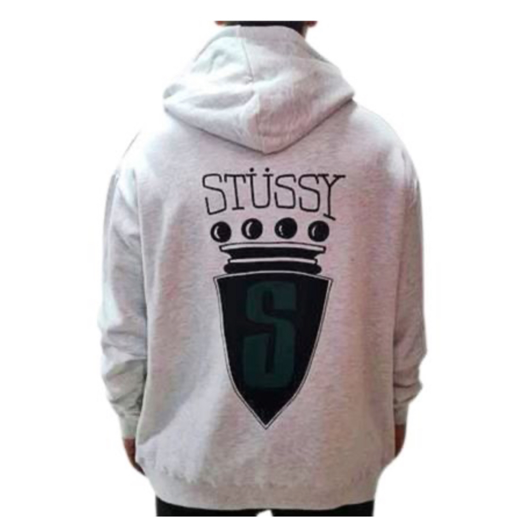 STUSSY(ステューシー)のステューシー　パーカー　Lサイズ　古着　グレー　 希少デザイン メンズのトップス(パーカー)の商品写真