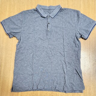 ムジルシリョウヒン(MUJI (無印良品))の無印良品オーガニックコットン半袖ポロシャツグレー×ネイビーライン(ポロシャツ)
