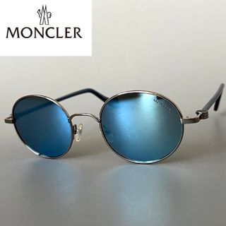 モンクレール(MONCLER)のサングラス モンクレール オーバル ブルー シルバー ミラーレンズ 青 銀(サングラス/メガネ)