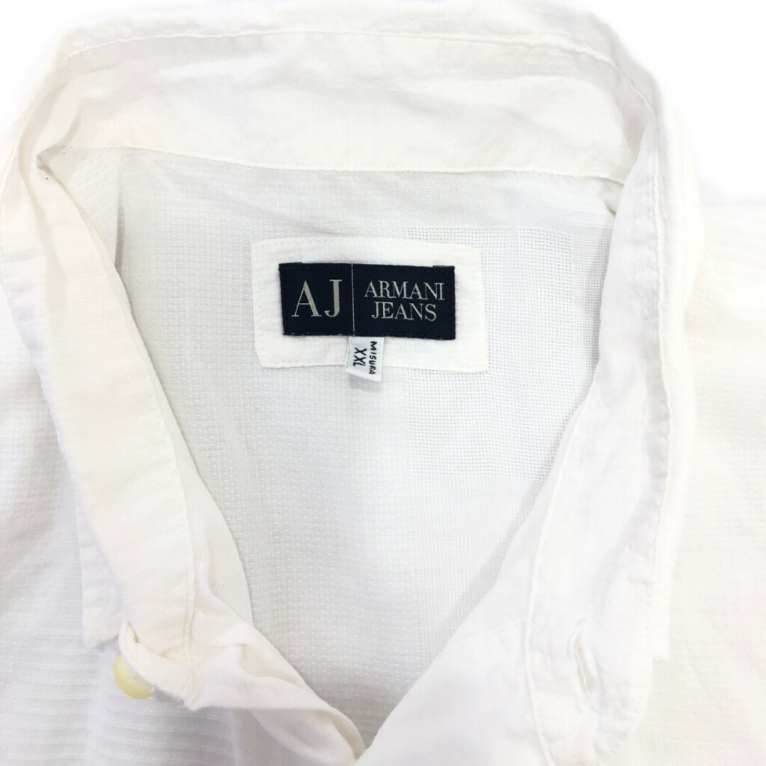 ARMANI JEANS(アルマーニジーンズ)のARMANI JEANS アルマーニ ジーンズ 半袖シャツ 大きいサイズ ホワイト (レディース 2XL) 中古 古着 Q6991 レディースのトップス(シャツ/ブラウス(半袖/袖なし))の商品写真