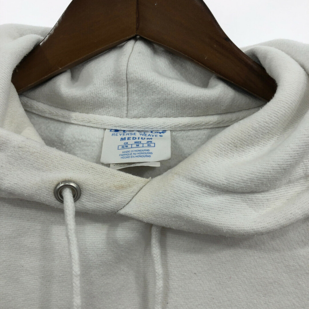 Champion(チャンピオン)のChampion チャンピオン REVERSE WEAVE リバースウィーブ スウェット パーカー ワンポイント ホワイト (メンズ M) 中古 古着 Q6994 メンズのトップス(パーカー)の商品写真