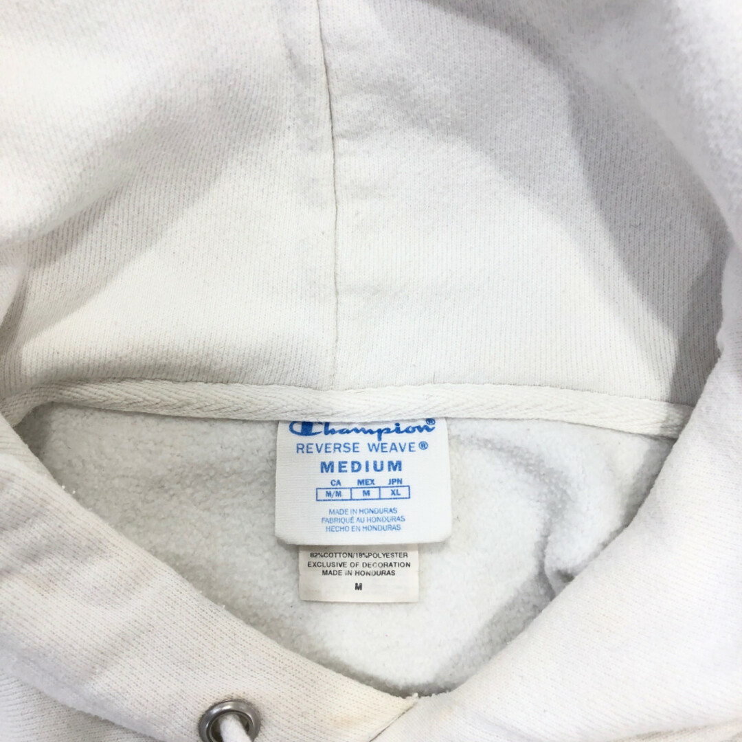 Champion(チャンピオン)のChampion チャンピオン REVERSE WEAVE リバースウィーブ スウェット パーカー ワンポイント ホワイト (メンズ M) 中古 古着 Q6994 メンズのトップス(パーカー)の商品写真