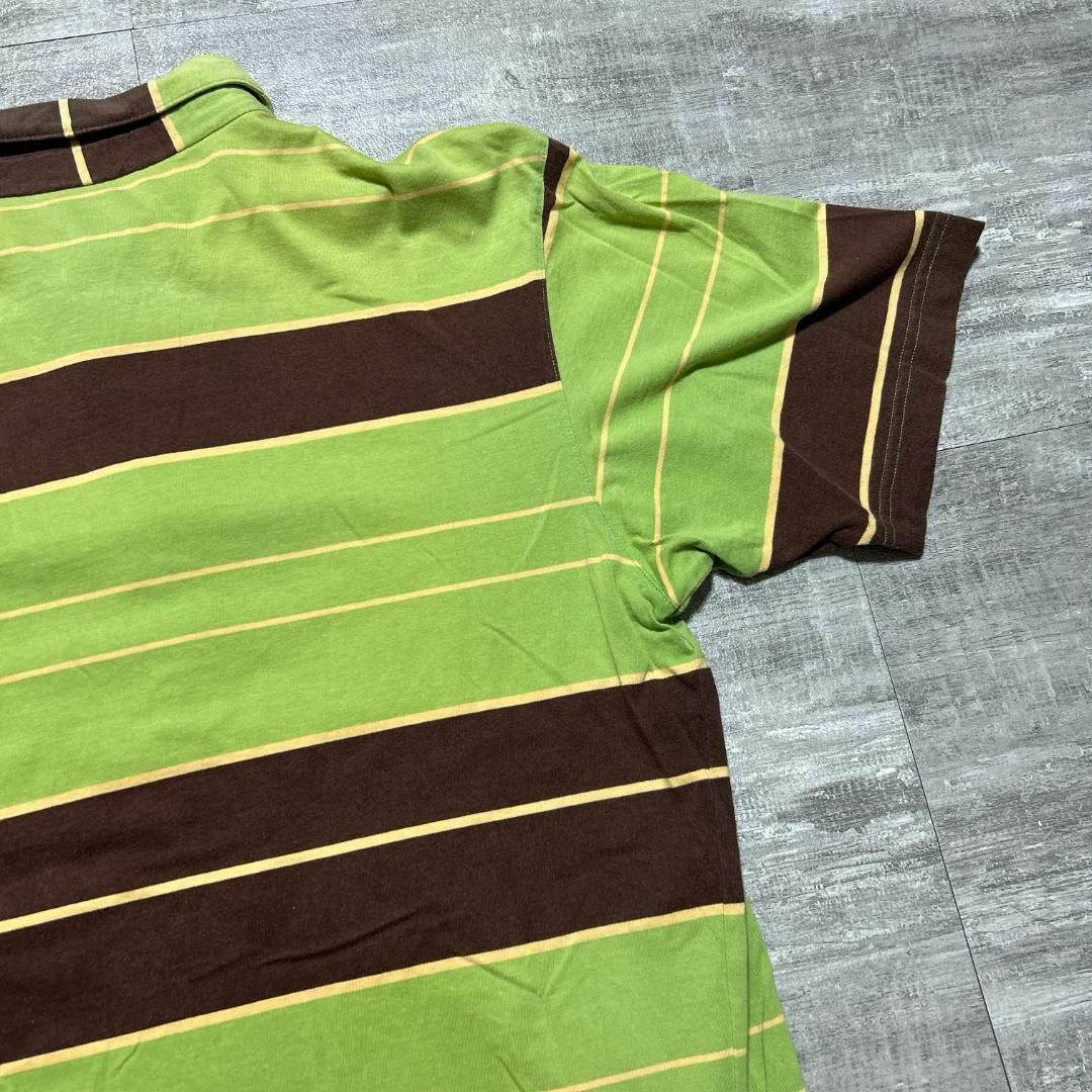 patagonia(パタゴニア)のPatagonia パタゴニア ボーダー コットン ポロシャツ 半袖 緑 M メンズのトップス(ポロシャツ)の商品写真