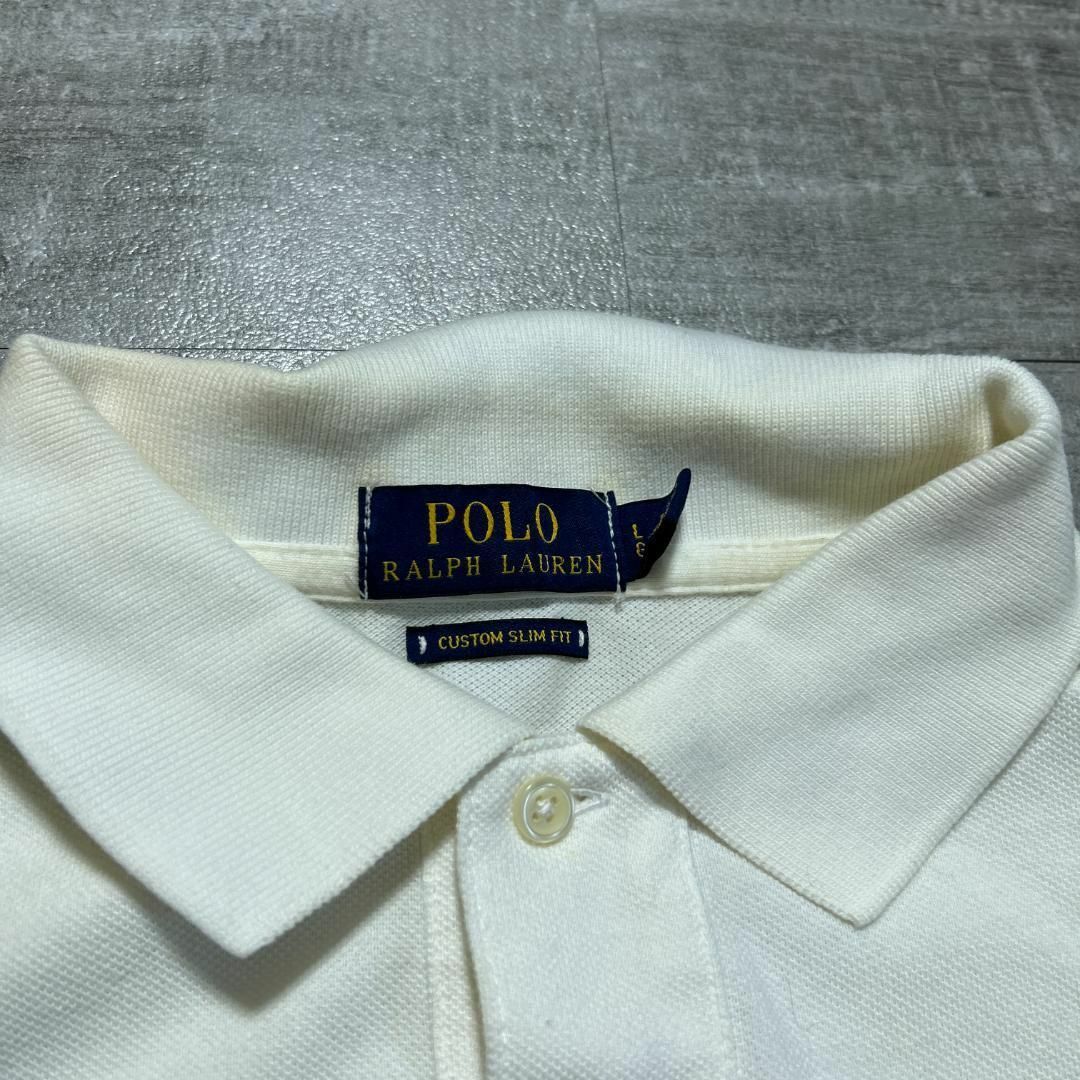 POLO RALPH LAUREN(ポロラルフローレン)のUSAモデル ポロラルフローレン ポロシャツ 白 星条旗 ホワイト L メンズのトップス(ポロシャツ)の商品写真