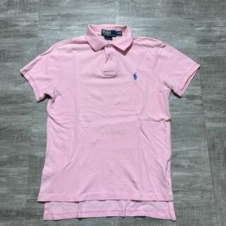 美品 ポロバイラルフローレン ピンク 半袖 鹿の子ポロシャツ S ポニー 刺繍(ポロシャツ)