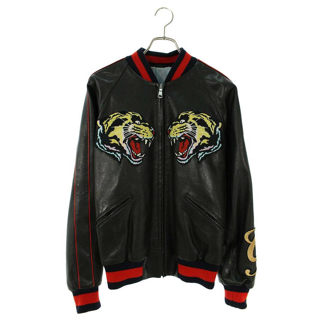 Gucci(グッチ)のグッチ  560332 XG772 バックスパンコールタイガーワッペンレザージャケット メンズ 48 メンズのジャケット/アウター(レザージャケット)の商品写真