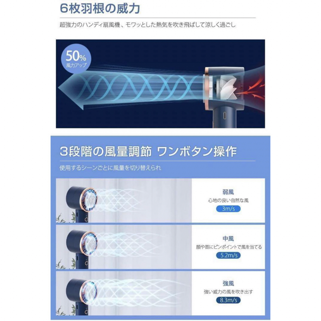 携帯扇風機 ハンディファン 冷却プレート付き 瞬間冷感手持ち 強力 3段階風量 スマホ/家電/カメラの冷暖房/空調(扇風機)の商品写真