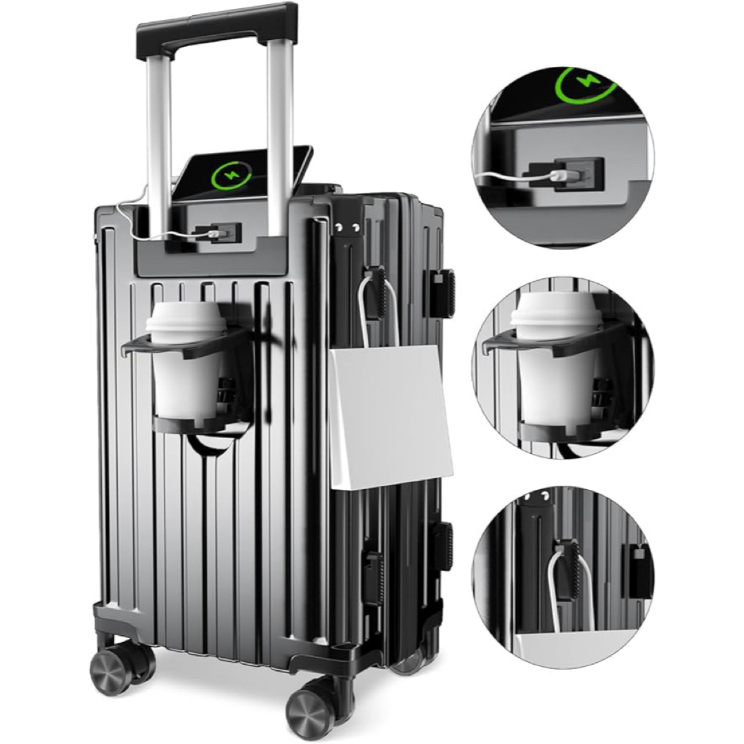 スーツケース キャリー　バッグ 機内持ち込み USBポートカップホルダー付き  レディースのバッグ(スーツケース/キャリーバッグ)の商品写真