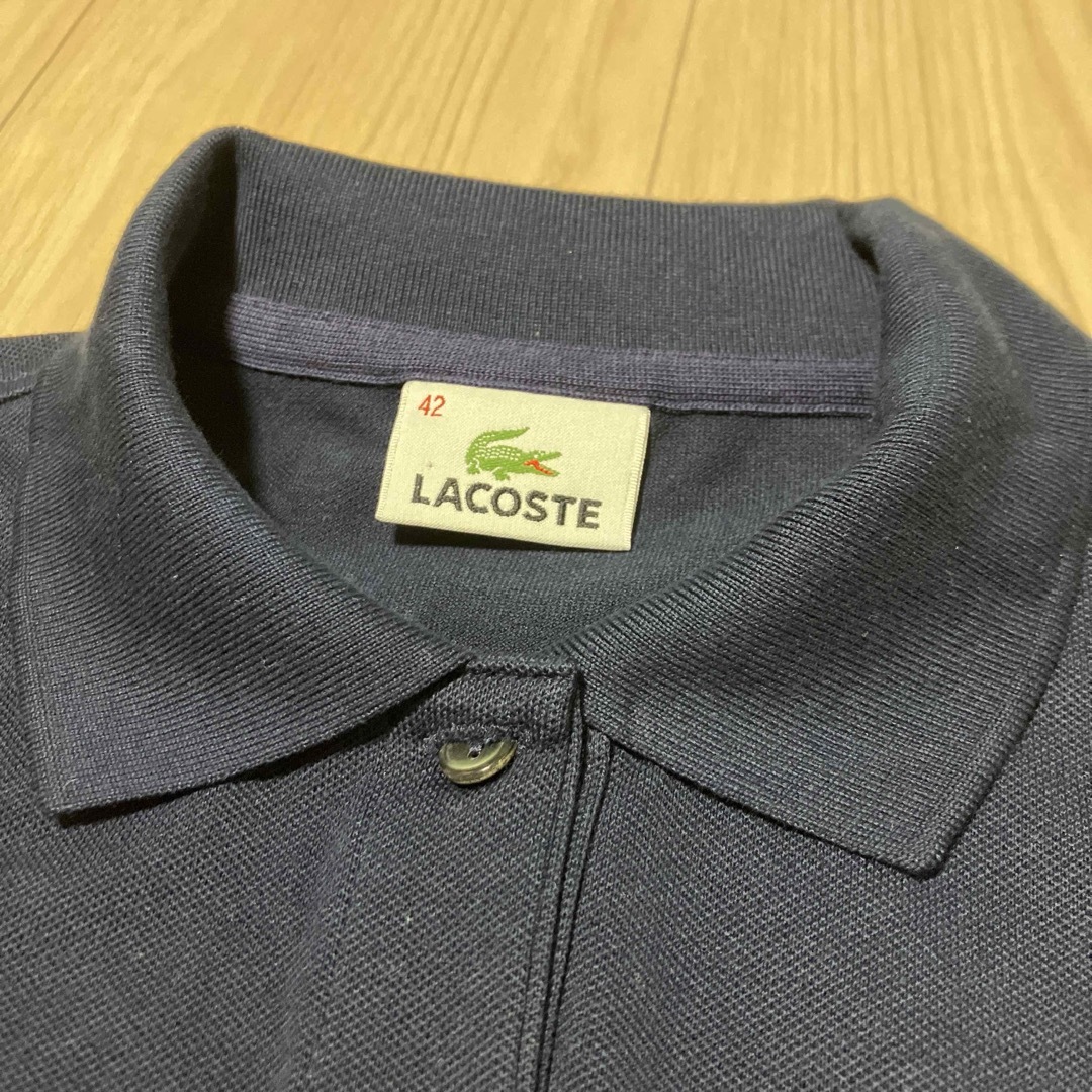 LACOSTE(ラコステ)の【美品】ラコステ　レディース　サイズ42  ネイビー　ノースリーブ　ポロシャツ レディースのトップス(ポロシャツ)の商品写真