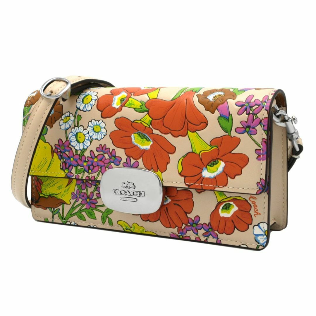 COACH(コーチ)の【新品】コーチ バッグ ショルダー COACH 花柄 フラワー フローラル プリント エライザ スモール フラップ クロスボディ ミニ バッグ CR183 SV/IO(ベージュ系×マルチカラー) アウトレット レディース SMALL FLAP CROSSBODY FLORAL PRINT レディースのバッグ(ショルダーバッグ)の商品写真