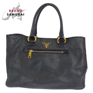 プラダ(PRADA)の美品 PRADA プラダ ブラック 黒  ゴールド金具 レザー トートバッグ ハンドバッグ レディース 406039 【中古】(トートバッグ)