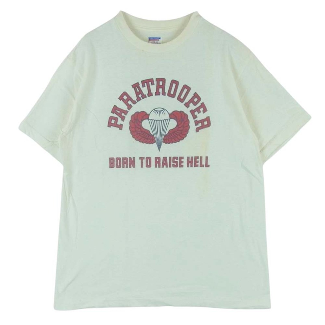 ダブルワークス DUBBLE WORKS PARATROOPER BORN TO RAISE HELL プリント 半袖 Tシャツ オフホワイト系 M【中古】 メンズのトップス(Tシャツ/カットソー(半袖/袖なし))の商品写真