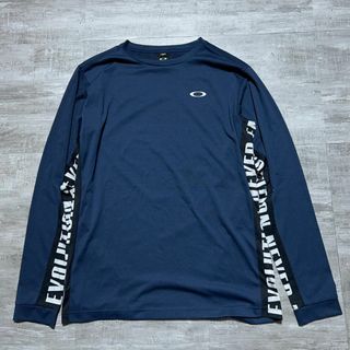 オークリー(Oakley)のOAKLEY オークリー サイドロゴ ロンT 長袖Tシャツ ネイビー L(Tシャツ/カットソー(七分/長袖))