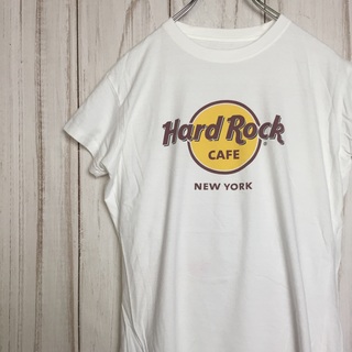 【ハードロックカフェ 半袖Tシャツ】 ニューヨーク ビッグロゴ L 白 古着(Tシャツ(半袖/袖なし))