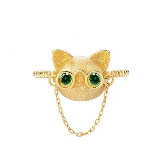 【希少品】リング　猫　ゴールド　高級感　レトロ　指輪　猫好き　アンティーク　韓国(リング(指輪))