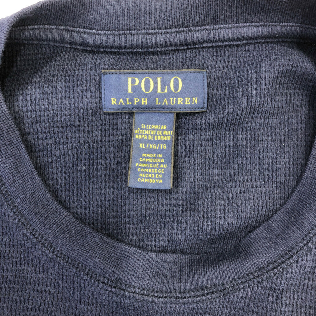POLO RALPH LAUREN(ポロラルフローレン)のPolo by Ralph Lauren ポロ ラルフローレン サーマル 長袖Ｔシャツ ワンポイント ネイビー (メンズ XL) 中古 古着 Q7012 メンズのトップス(Tシャツ/カットソー(七分/長袖))の商品写真