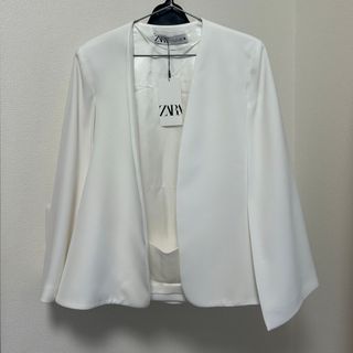 新品　ZARA ノーカラー　ケープジャケット