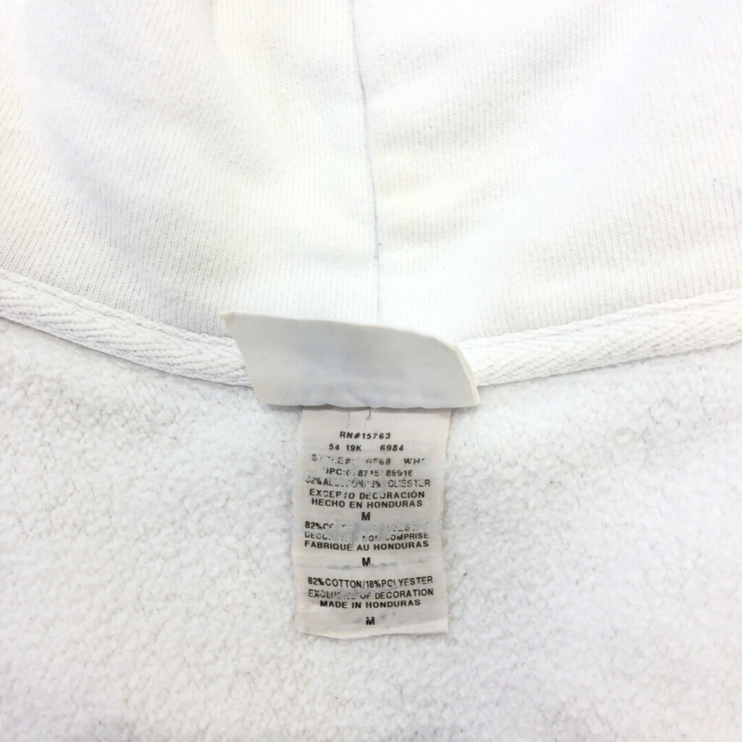 Champion(チャンピオン)のChampion チャンピオン REVERSE WEAVE リバースウィーブ スウェット パーカー ワンポイント ホワイト (メンズ MEDIUM) 中古 古着 Q7018 メンズのトップス(パーカー)の商品写真