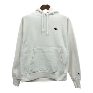 チャンピオン(Champion)のChampion チャンピオン REVERSE WEAVE リバースウィーブ スウェット パーカー ワンポイント ホワイト (メンズ MEDIUM) 中古 古着 Q7018(パーカー)