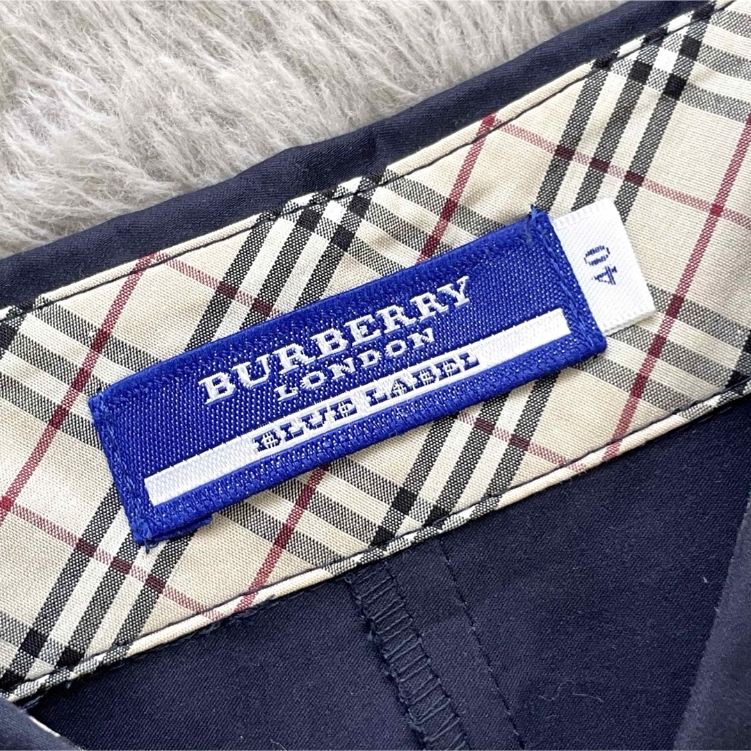 BURBERRY BLUE LABEL(バーバリーブルーレーベル)のバーバリーブルーレーベル　シャツワンピース　ノバチェック　ホースロゴ刺繍　40 レディースのワンピース(ロングワンピース/マキシワンピース)の商品写真